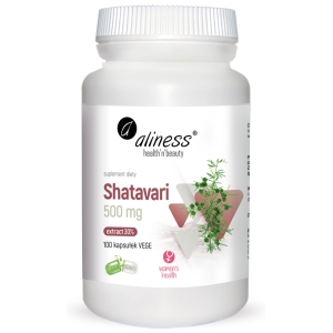 Shatavari ekstrakt 30% 500mg 100 kaps vege - Aliness