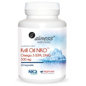 Krill Oil NKO Omega 3 z Astaksantyną, 500 mg 60 kaps. - Aliness