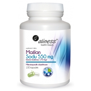 Maślan Sodu 550 mg (Kwas masłowy 170 mg) 100 VEGE kaps. - Aliness